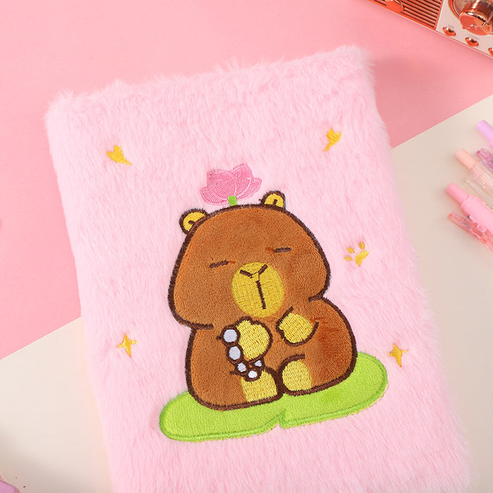 Wholesale Plush Hardcover Pocket Book Cute Cartoon Bear Plush Book Small Notebook Portable Notepad