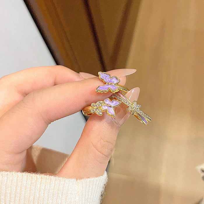 Wholesale Ring, light luxury, high-end, niche design, unique flower butterfly