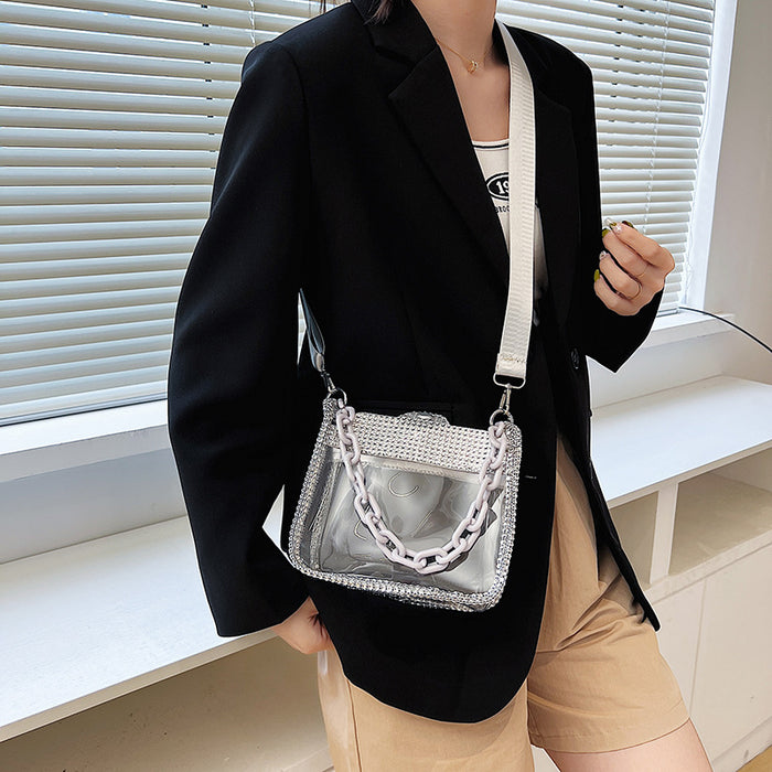 Wholesale Trendy Diamond Pattern PVC Chain Bag Small Purse