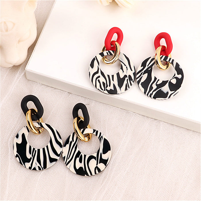 Wholesale Acrylic Geometric Leopard Circle Earrings JDC-ES-ChouD011