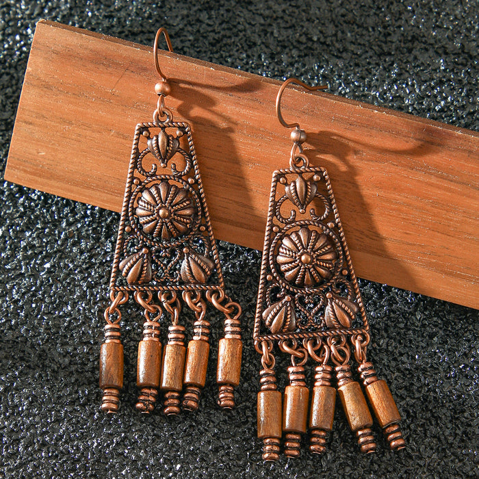 Wholesale Retro Bohemian Turquoise Tassel Earrings Zinc Alloy Fashion Accessory MOQ≥2