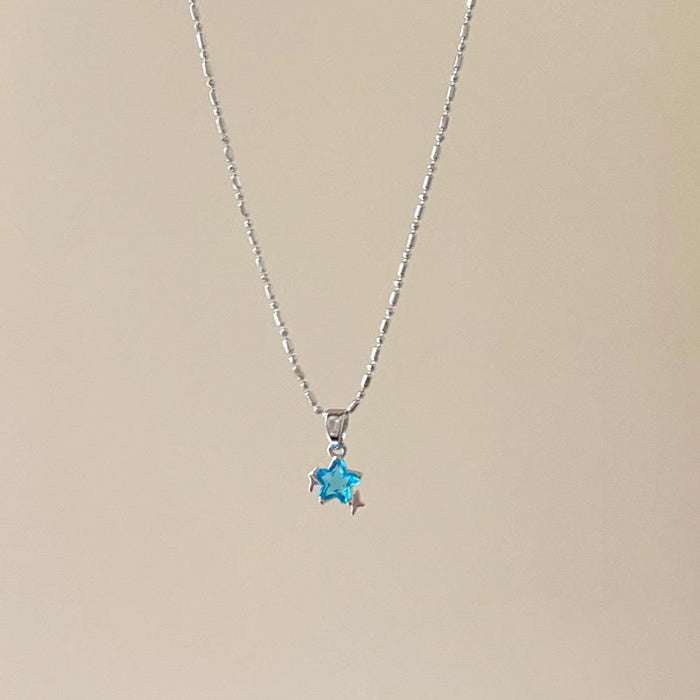 Wholesale Blue star necklace for women, light luxury, niche, versatile, high-end, collarbone chain, simple starry necklace