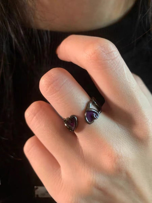 Wholesale Love Zircon Open Ring Adjustable Sweet Cool Wind Ring