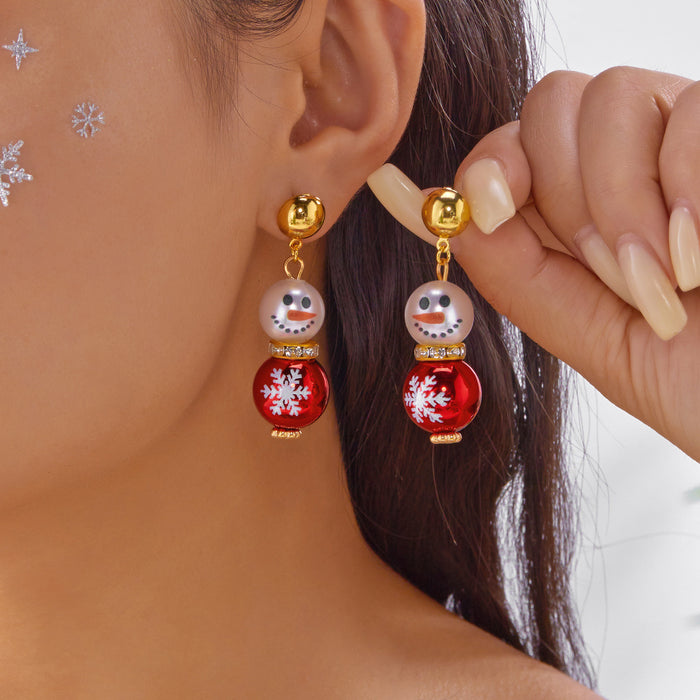 Wholesale Cute and versatile Christmas snowman earrings