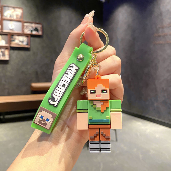 Wholesale Cartoon character PVC building block figurine keychains