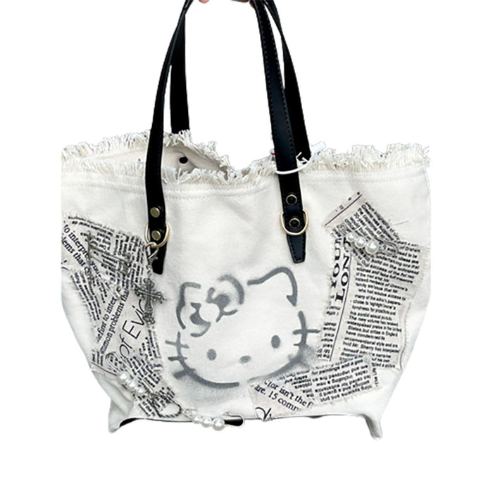 Wholesale Embroidered canvas shoulder bag tote bag casual niche cute crossbody bag