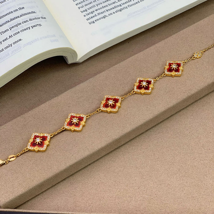 Wholesale Old Money Style Tiger Eye Stone Four Leaf Clover Pendant Necklace 24K Gold Plated Brass Jewelry Accessory