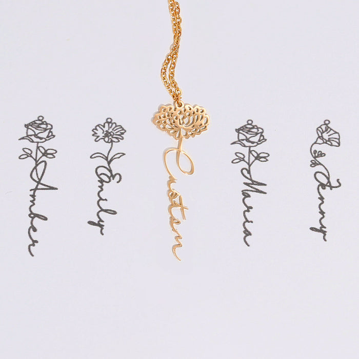 Wholesale Gold Flower Pendant Necklace Titanium Steel 18K Gold Plated Trendy Layering Jewelry