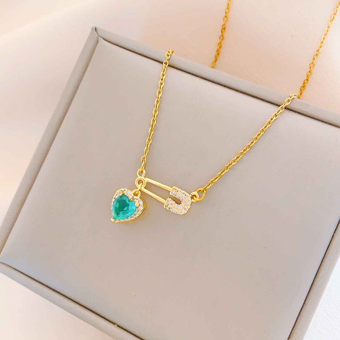 Wholesale Trendy Love Pin Necklace Titanium Steel Real Gold Plating Fashion Accessory