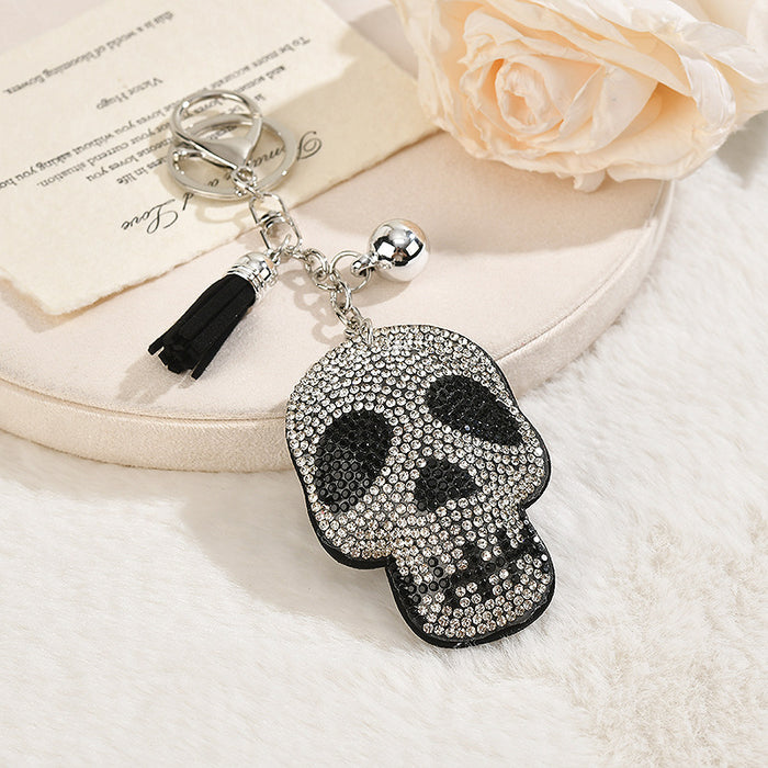 Wholesale  Skull Red Rhinestone Korean Velvet Keychain Bag Charm And Car Key Accessory Gift