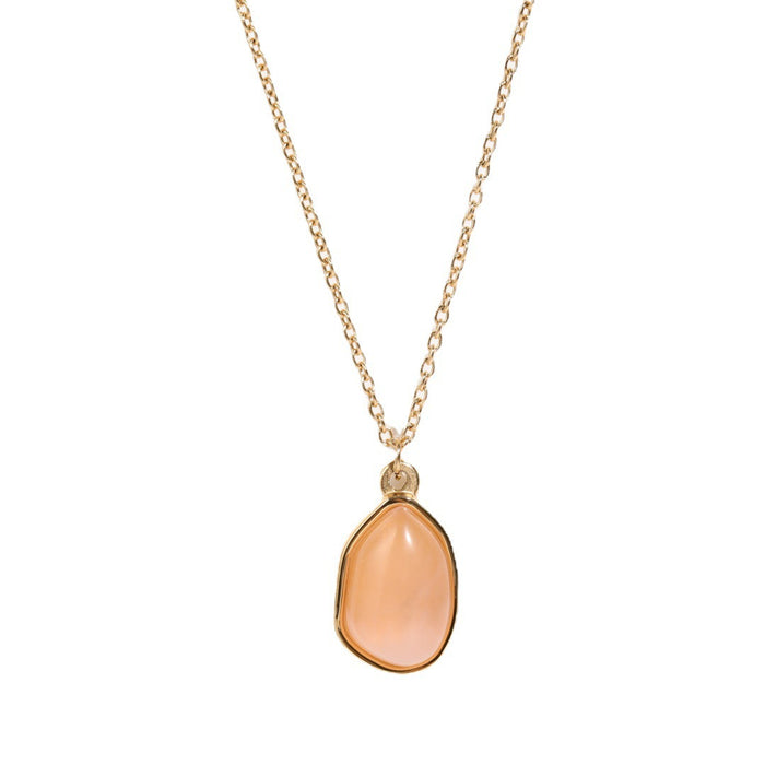 Wholesale Irregular Fresh Green Aventurine Pendant Necklace Clavicle Chain Gold Plated Necklace