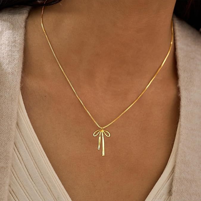 Wholesale New bow necklaces, simple stainless steel earrings, fashionable and versatile design accessories wholesale
