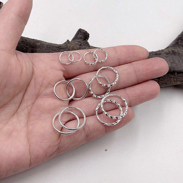 Wholesale  S999 Retro Mini  Silver Earrings Temperament Small Ear Ring All-match  Ear Pole Ear Bone Ring