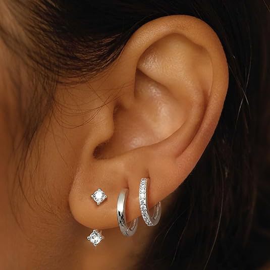 Wholesale Real gold copper set with zircon and full diamond earrings, single ear set, circle set with diamond earrings