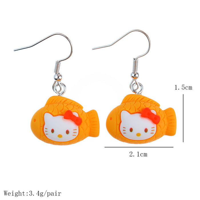 Wholesale Resin Earrings Cute Cartoon Bear Kitty Kitten (S) JDC-ES-niqing026