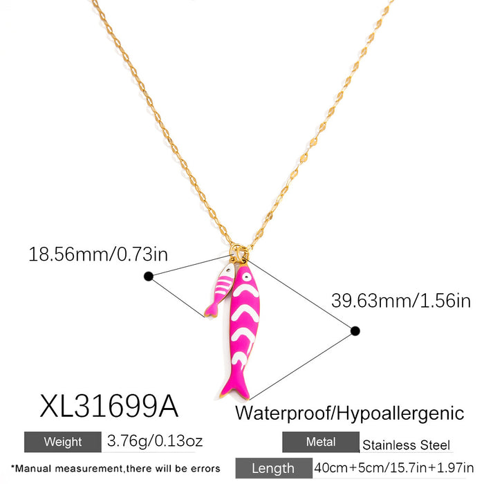 Wholesale Stainless steel necklace with ocean elements, starfish pendant, handmade oil dripping jewelry, fashionable