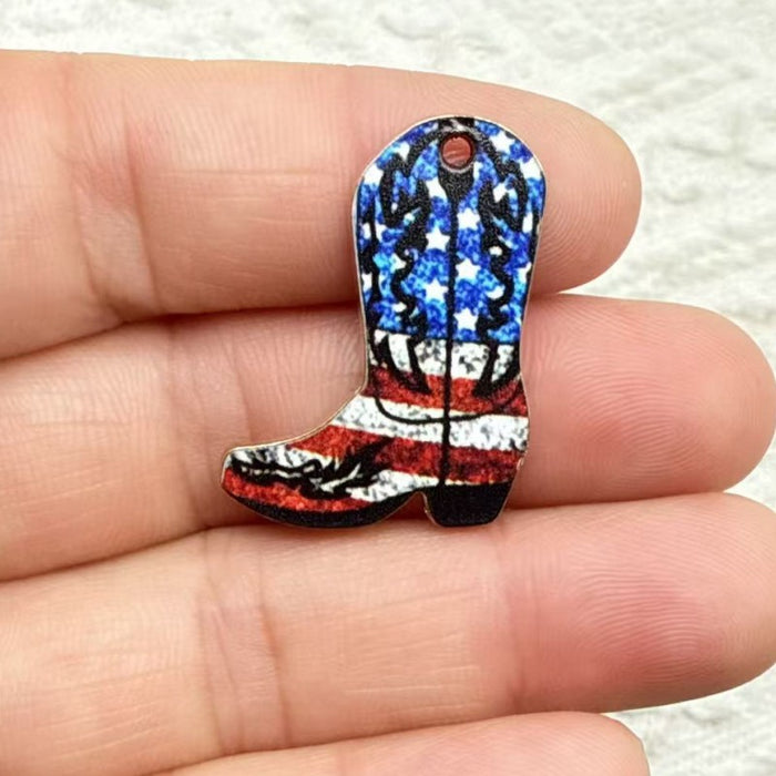 Wholesale 10pcs Alloy Vintage Western Cowboy Printed Boots Keychain Pendant Backpack DIY Jewelry Accessories