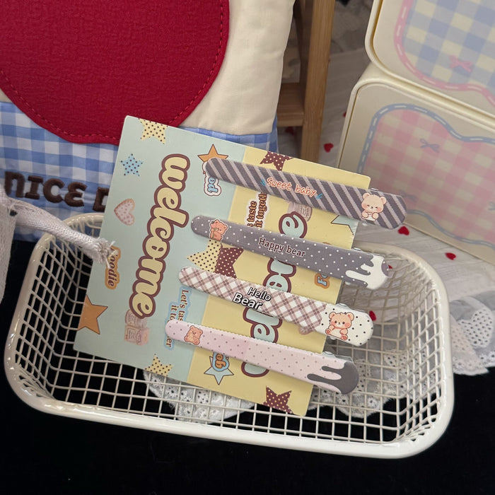 Wholesale Cute Cartoon Bear Duckbill Hair Clip Cream Striped Long Barrette Everyday Styling Hair Accessory