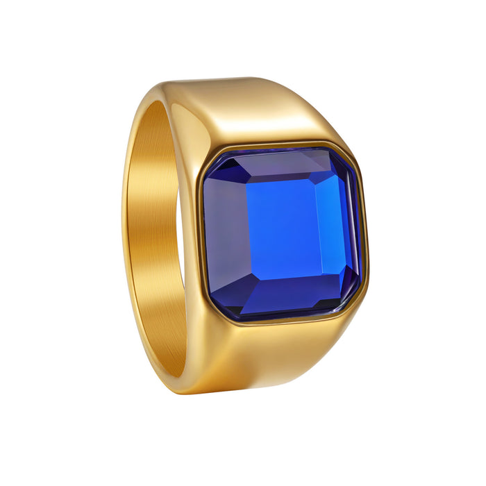 Wholesale Titanium Steel Electroplated Men' s Ring with Multi-Color Stones - Boutique Resale