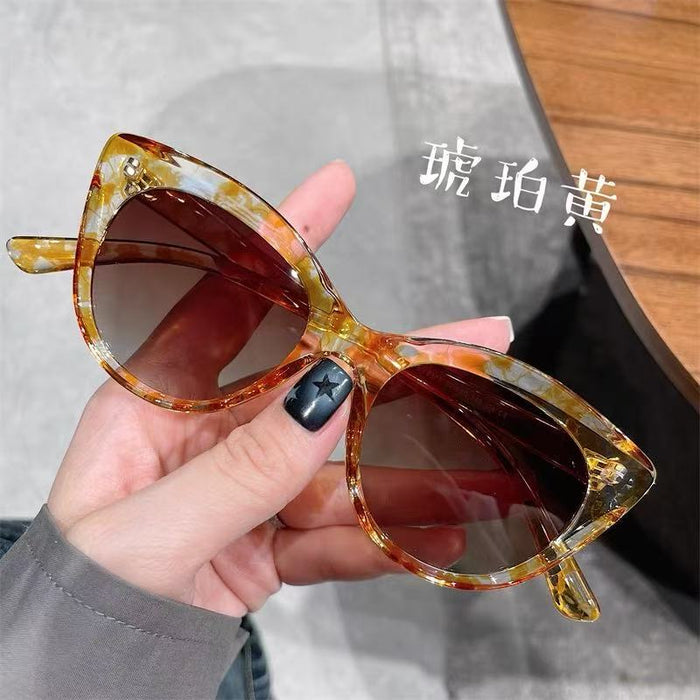 Wholesale Cat's Eye Polarized Sunglasses Personalized Floral Fashion Concave Sunglasses Can Be Paired with Myopia