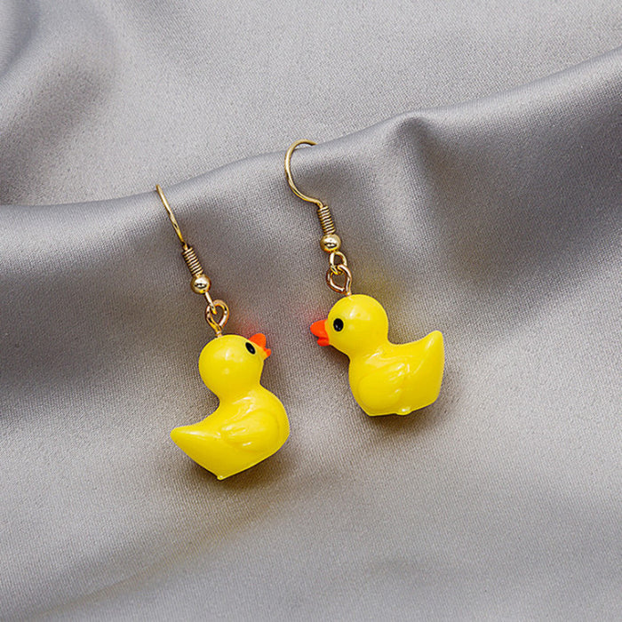 Wholesale Cute cartoon girly earrings Japanese and Korean simple fresh fun funny little yellow duck