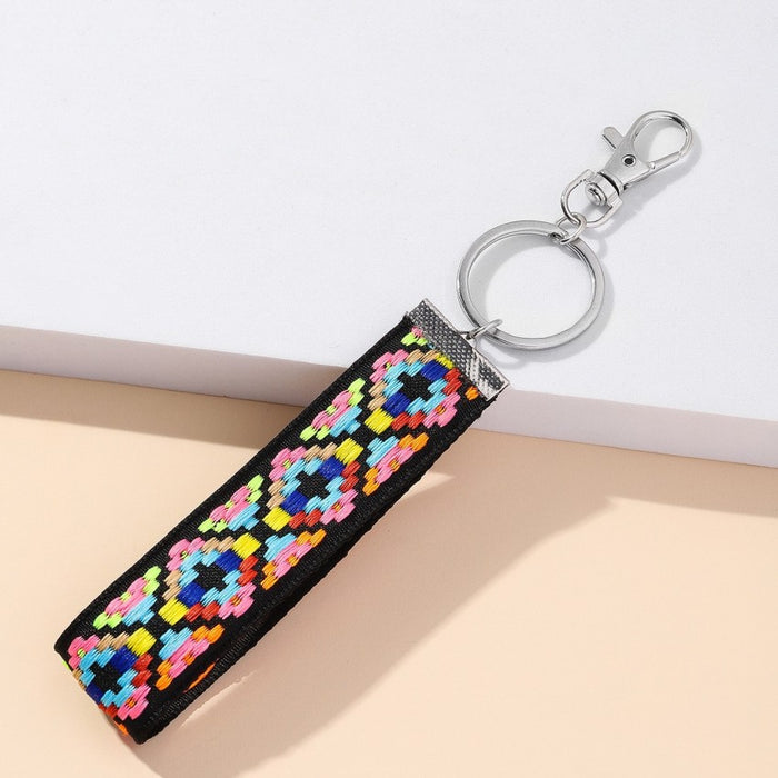 Wholesale Ethnic Style Embroidery Lanyard Metal Keychain JDC-KC-RongR006