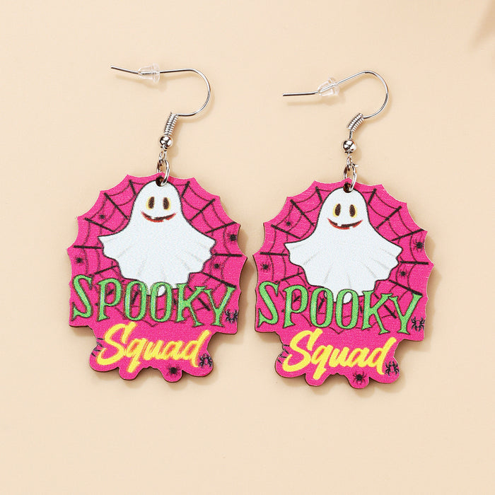 Wholesale  Earrings Ghost Bat Pumpkin Skull  Holiday Party Wooden Earrings