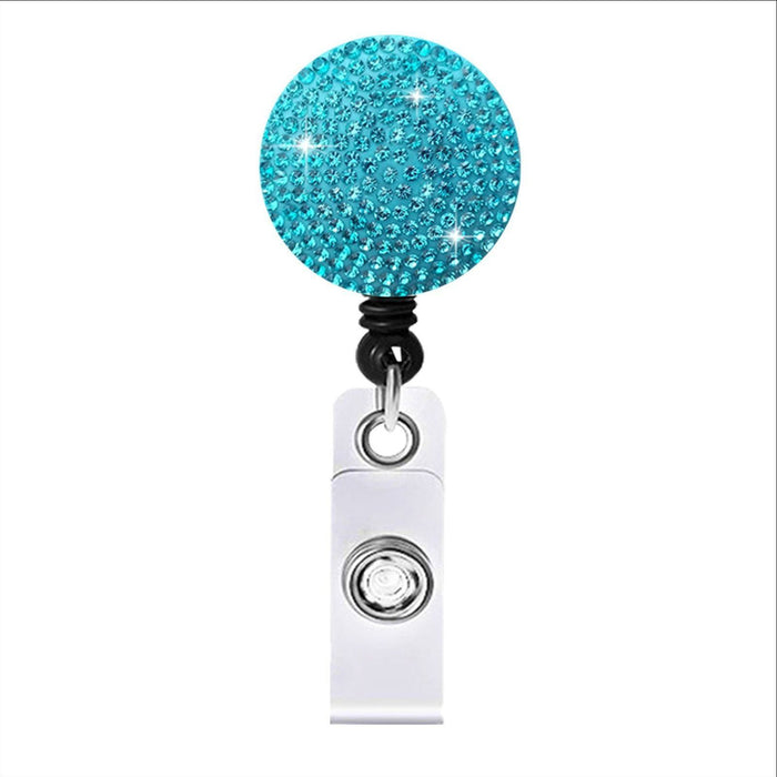 Wholesale Round Color AB Rhinestone Telescopic Clip Easy Pull Keychain JDC-KC-QiDing009