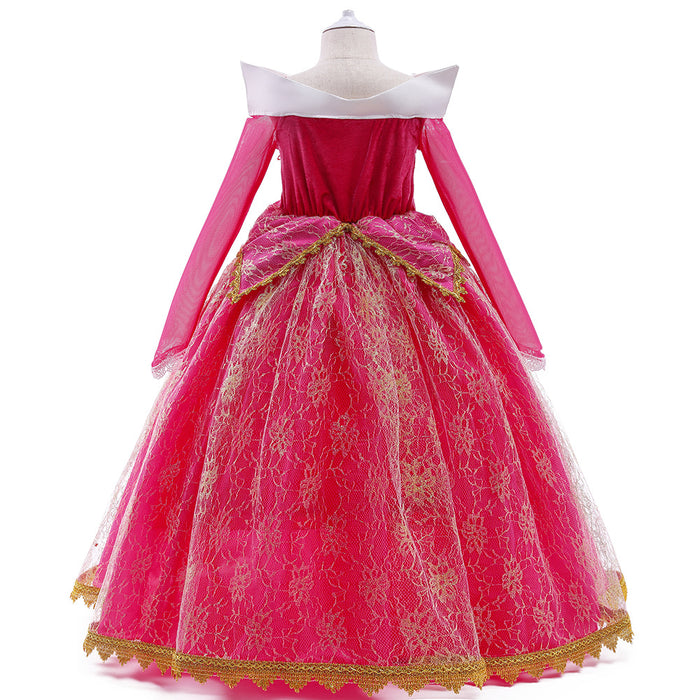 Wholesale Dress Shoulder Long Sleeve Girl's Puffy Princess Dress