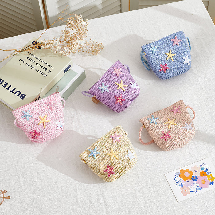 Wholesale Straw Bag for Girls Cute Solid Color Design Summer Travel Crossbody Purse