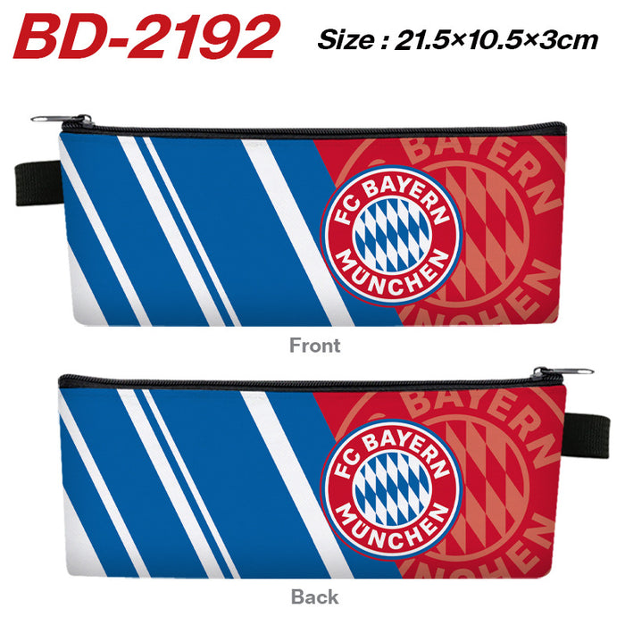 Wholesale Stylish PU Leather Zipper Pencil Pouch Cartoon Sports Team Stationery Organizer For Students Gift