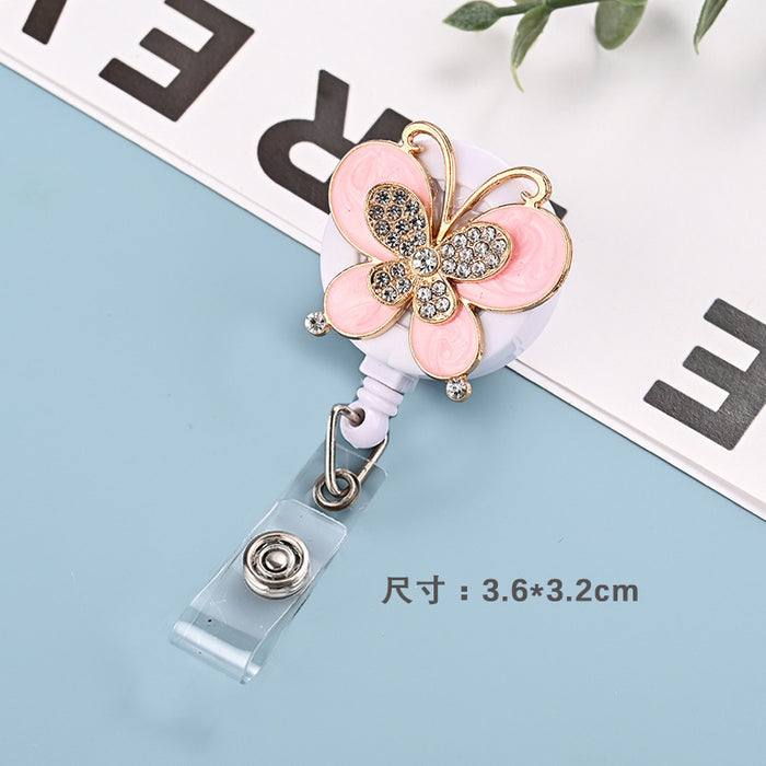 Wholesale Metal Diamond Butterfly Cartoon Retractable Buckle Keychain JDC-KC-ChangQi001