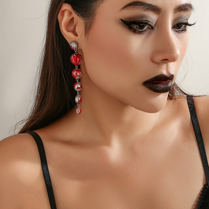Wholesale jewelry round beads necklace vintage gothic style blood drop tassel imitation pearl necklace