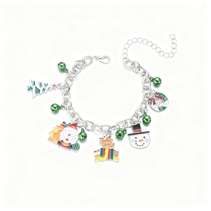 Wholesale Drip Oil Finish Alloy Christmas Bracelet with Santa and Elk Fashion Gift Accessory
