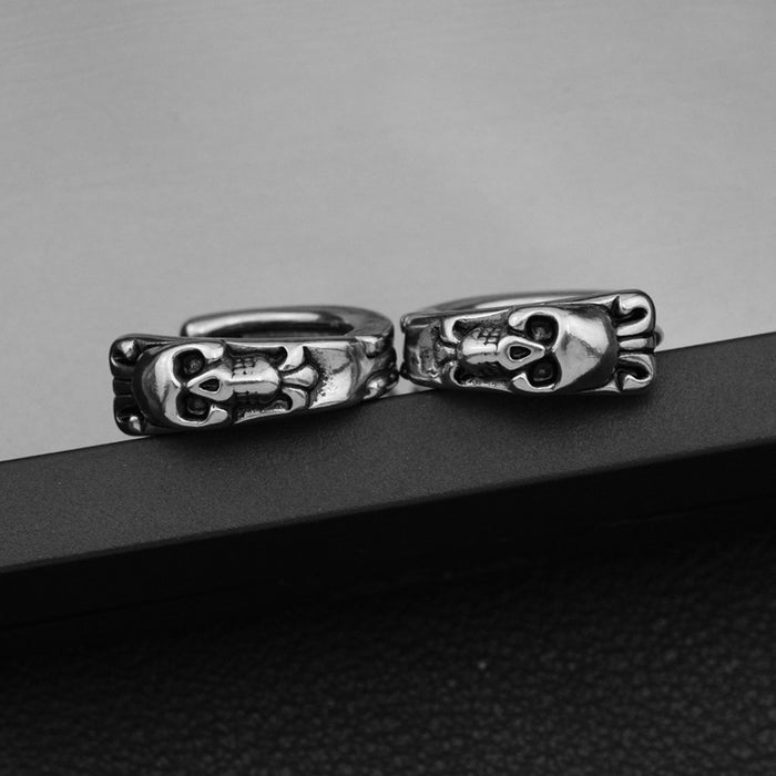 Wholesale Stainless Steel Skull Ear Buckle Personalized Retro Halloween Earrings Street Jewelry