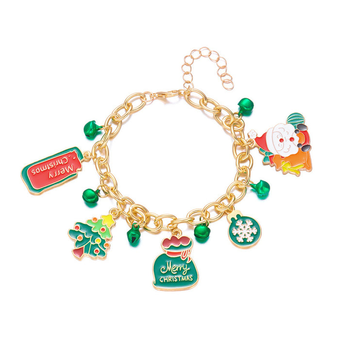 Wholesale Drip Oil Finish Alloy Christmas Bracelet with Santa and Elk Fashion Gift Accessory