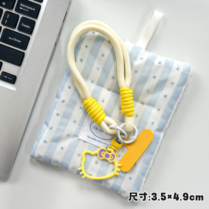 Wholesale Cute Cartoon Cat Phone Lanyard With Bag Charm Plastic Resin Double Clip Woven Wrist Strap Fashion Accessory For Girls Decorative Gift