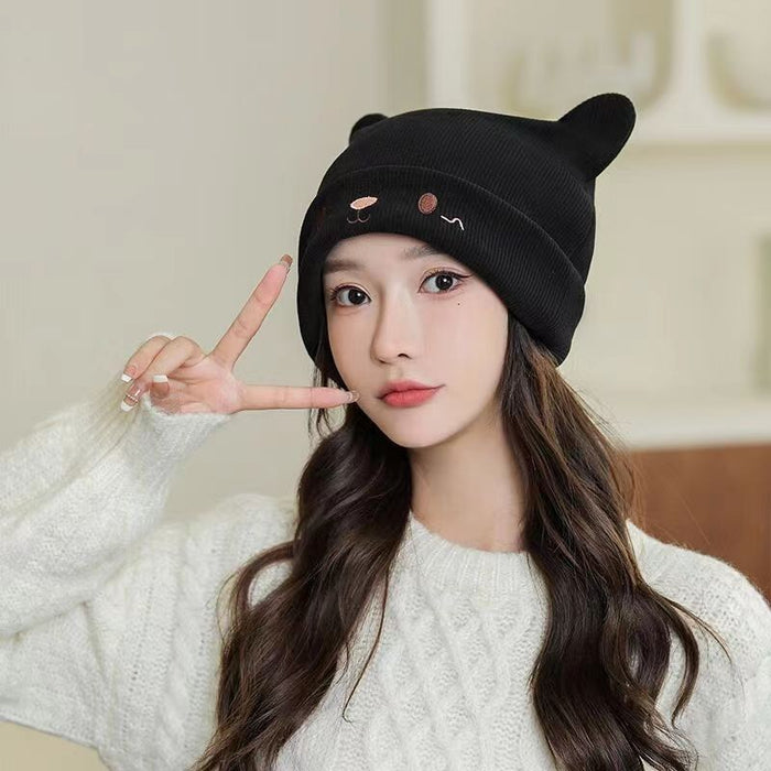 Wholesale Confinement cap postpartum pregnant women autumn and winter hat female knitted toe cap wool hat face-looking cute cold hat winter