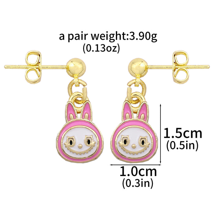 Wholesale Necklace Earrings  Cartoon Cute Metal Enamel Set Pendant Ear Pin Holiday Gift