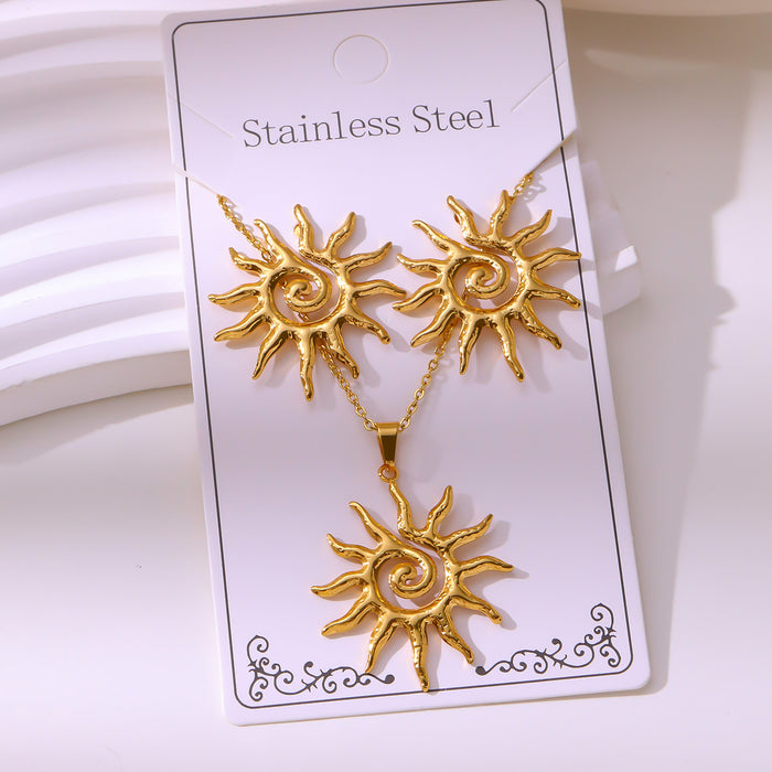 Wholesale RetroEarrings Necklace Stainless Steel Gold-Plated Jewelry