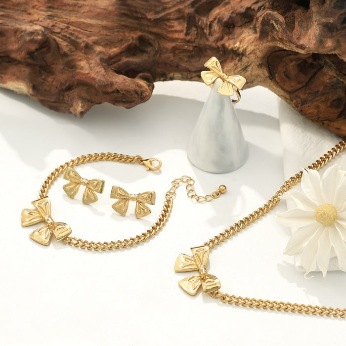 Wholesale Popular Bow Bracelet Necklace Ring Elegant Elegant High-end Fashion Women's suit