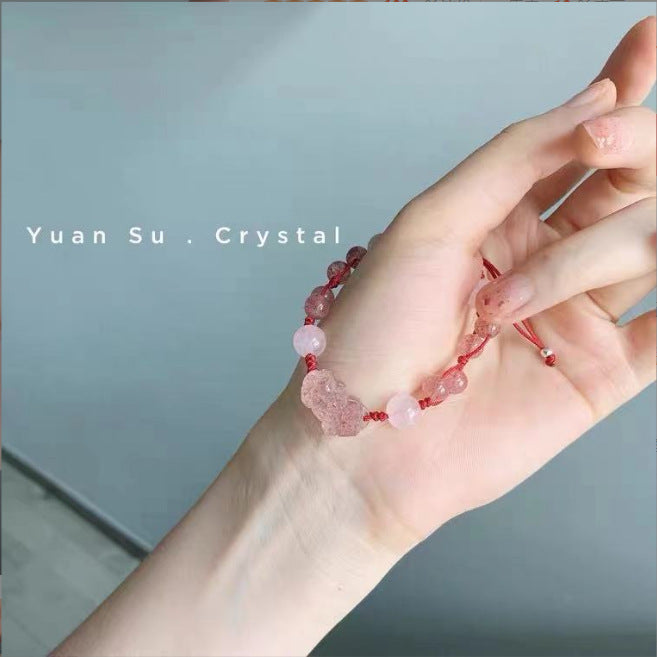 Wholesale Natural Crystal Bracelet Women's Red Hand Rope Weaving Gift