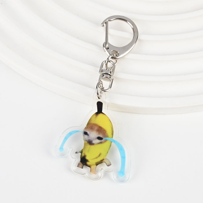 Wholesale Acrylic Cat Banana Cat Keychain JDC-KC-XBK001