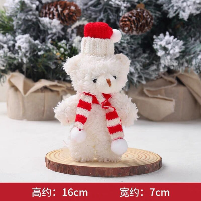 Wholesale Plush Bear Cloth Keychain with Green f and Peaked Hat for Christmas Gift Boutique MOQ≥2