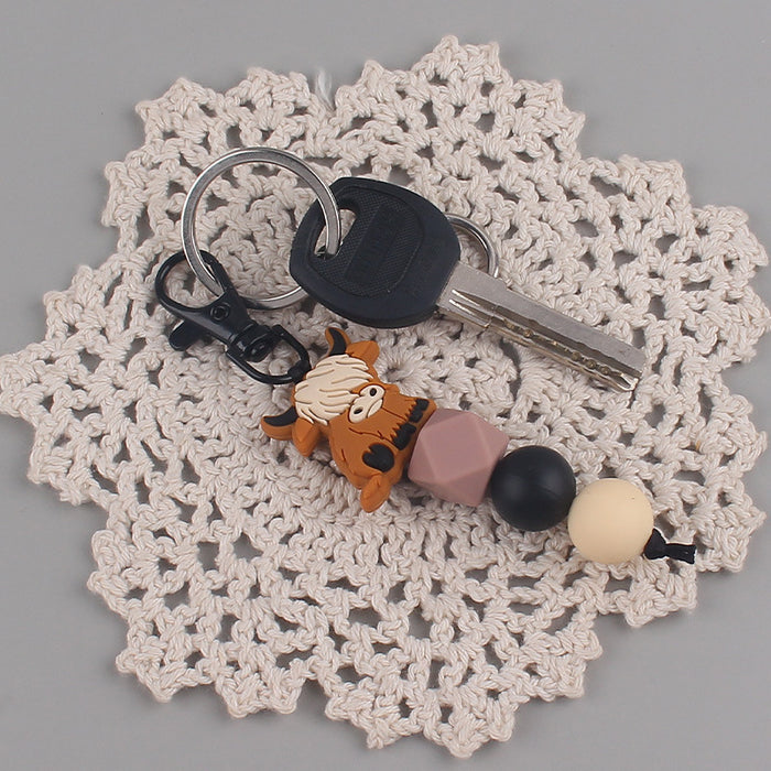 Wholesale Animal Silicone Bead Keychain JDC-KC-GuangTian025