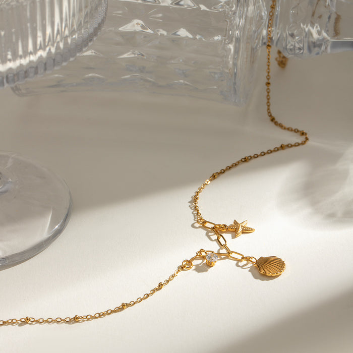 Wholesale Stainless Steel Zircon Starfish Pendant Necklace Clavicle Chain Titanium Steel Jewelry