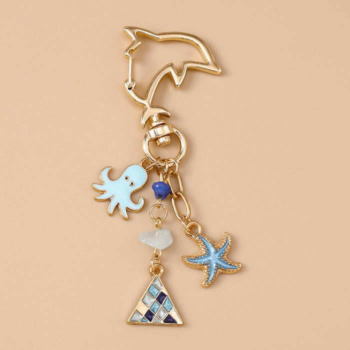 Wholesale Marine animal seahorse octopus metal keychain