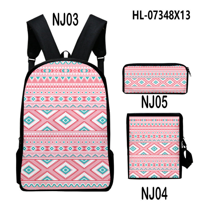 Wholesale Aztec Backpack + Shoulder Bag + Pencil Case Three-piece Set JDC-BP-JieNi002