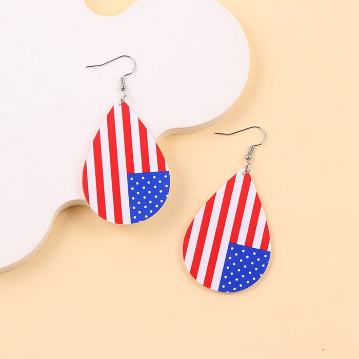 Wholesale Patriotic Red White Blue Star Stripe Acrylic Earrings Gift Jewelry Accessory MOQ≥2