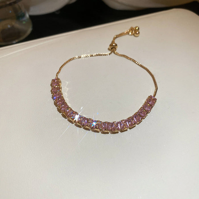 Wholesale Pink Zircon Geometric Round Pull-out Bracelet